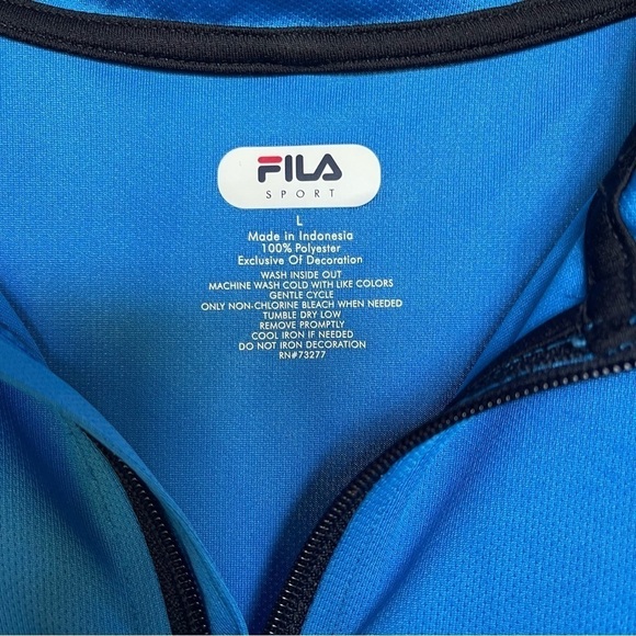 Fila sport 1/4 zip pull over blue size large lightweight reflective strips - Picture 9 of 12